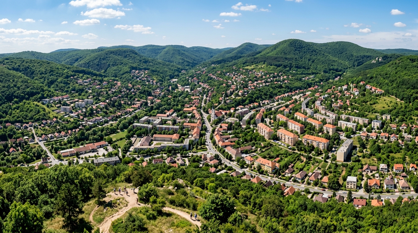 Komló látkép a Mecsekből
